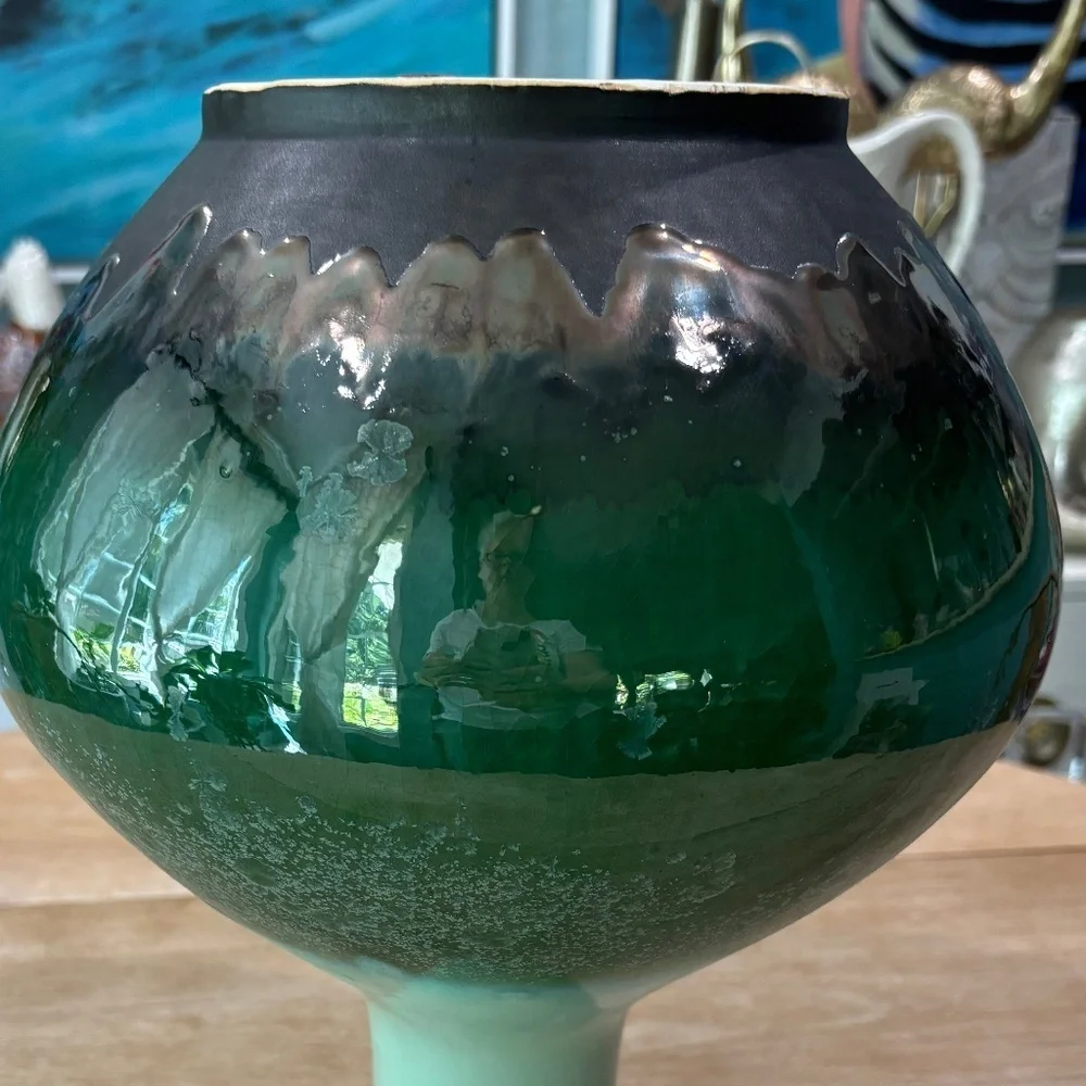 West Elm Reactive Glaze Ocean Ceramic Vase, SKU 5395285, Large Round, 14